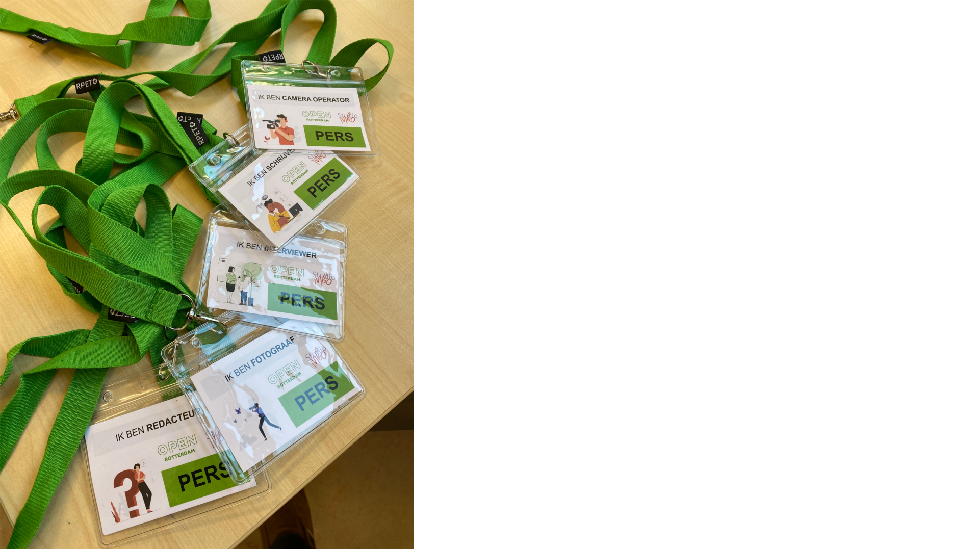 Perskaarten OPEN van Studio MBO aan groene keycords